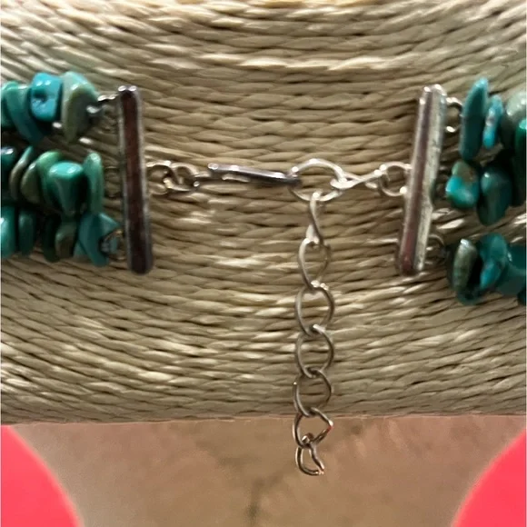 🔵LOVED GENUINE TURQUOISE VINTAGE STERLING SILVER PENDANT MULTI-STRAND NECKLACE - Picture 10 of 12